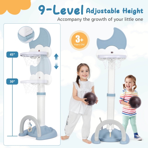 Costway 4-in-1 Toddlers Basketball Hoop with Basketball Soccer Golf and Ring Toss Game