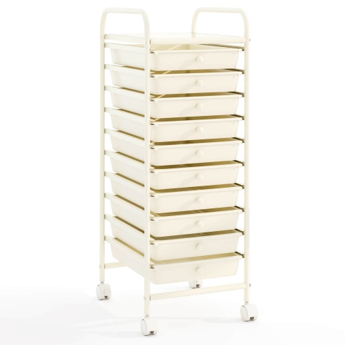 COSTWAY  10 Drawer Rolling Storage Cart Scrapbook Paper Office School Organizer