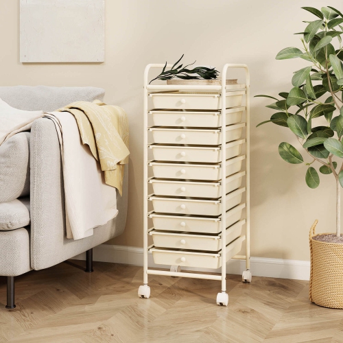 Costway 10 Drawer Rolling Storage Cart Scrapbook Paper Office School Organizer