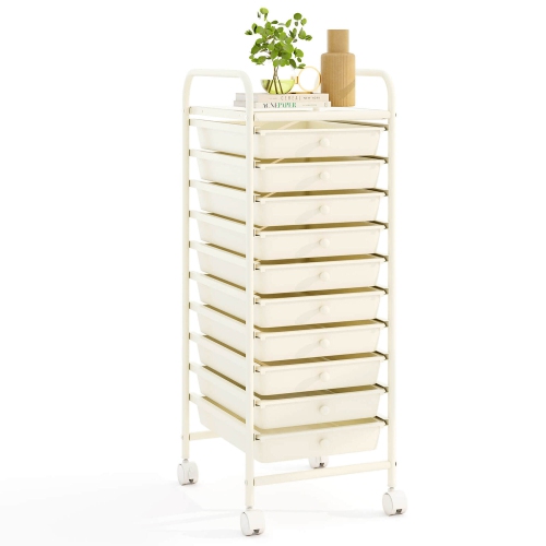 Costway 10 Drawer Rolling Storage Cart Scrapbook Paper Office School Organizer