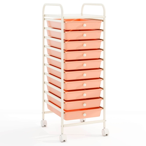 Costway 10 Drawer Rolling Storage Cart Scrapbook Paper Office School Organizer