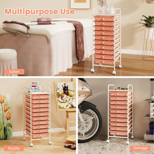 Costway 10 Drawer Rolling Storage Cart Scrapbook Paper Office School Organizer