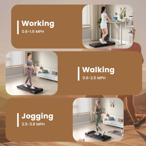 Superfit Walking Pad 2.5HP Under Desk Treadmill with Remote Control APP-Enabled for Home