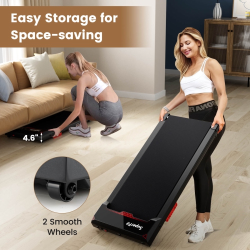 Superfit Walking Pad 2.5HP Under Desk Treadmill with Remote Control APP-Enabled for Home