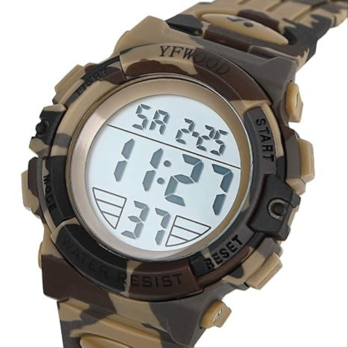 YFWOOD Kids Digital Watch Waterproof Outdoor Watches Children Casual Electronic Analog Quartz Wrist Watches with Silicone Band Luminous Alarm