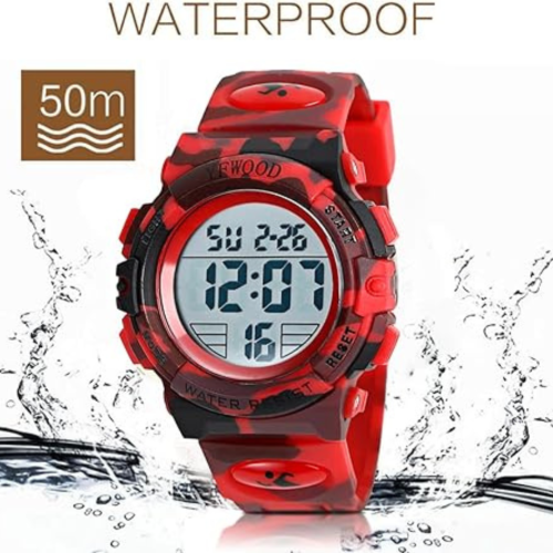 YFWOOD Kids Digital Watch Waterproof Outdoor Watches Children Casual Electronic Analog Quartz Wrist Watches with Silicone Band Luminous Alarm