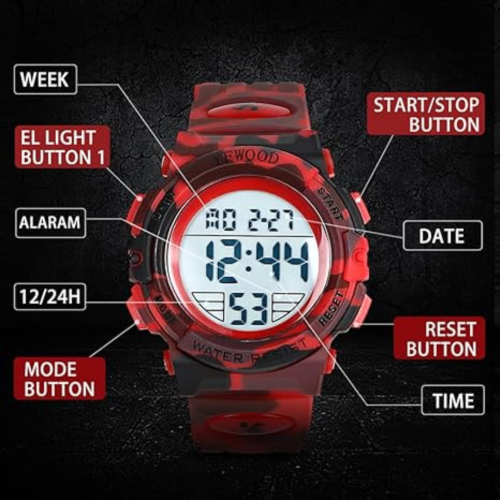 YFWOOD Kids Digital Watch Waterproof Outdoor Watches Children Casual Electronic Analog Quartz Wrist Watches with Silicone Band Luminous Alarm