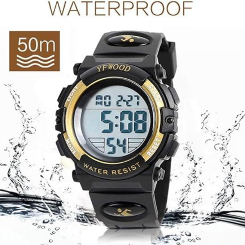 YFWOOD Kids Digital Watch Waterproof Outdoor Watches Children Casual Electronic Analog Quartz Wrist Watches with Silicone Band Luminous Alarm