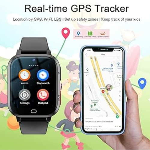 Kids 4G GPS Smartwatch Phone, Kids HD Touchscreen Mobile Watch for Kid with Whatsapp,Anti-Lost GPS Waterproof Video Phone Call Real-time Tracking
