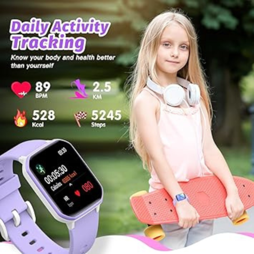 Kids Smart Watch for Girls,IP68 Waterproof Kids Fitness Tracker Watch with 1.5 Inch DIY Face,Heart Rate Sleep Monitor,19 Sport Modes,Calories