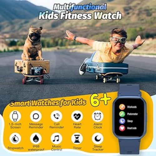 Kids Smart Watch for Girls,IP68 Waterproof Kids Fitness Tracker Watch with 1.5 Inch DIY Face,Heart Rate Sleep Monitor,19 Sport Modes,Calories
