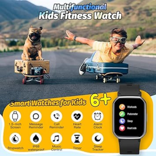 Kids Smart Watch for Girls,IP68 Waterproof Kids Fitness Tracker Watch with 1.5 Inch DIY Face,Heart Rate Sleep Monitor,19 Sport Modes,Calories