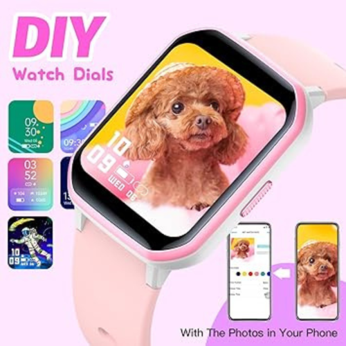Kids Smart Watch for Girls,IP68 Waterproof Kids Fitness Tracker Watch with 1.5 Inch DIY Face,Heart Rate Sleep Monitor,19 Sport Modes,Calories