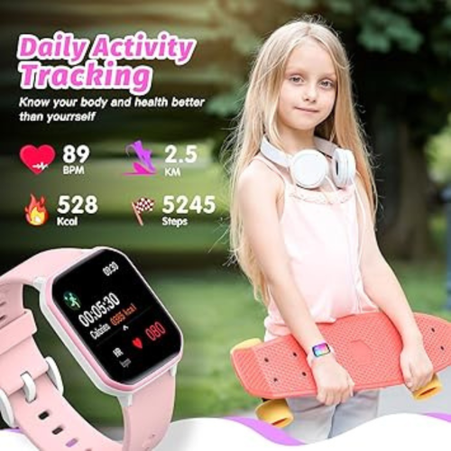 Kids Smart Watch for Girls,IP68 Waterproof Kids Fitness Tracker Watch with 1.5 Inch DIY Face,Heart Rate Sleep Monitor,19 Sport Modes,Calories