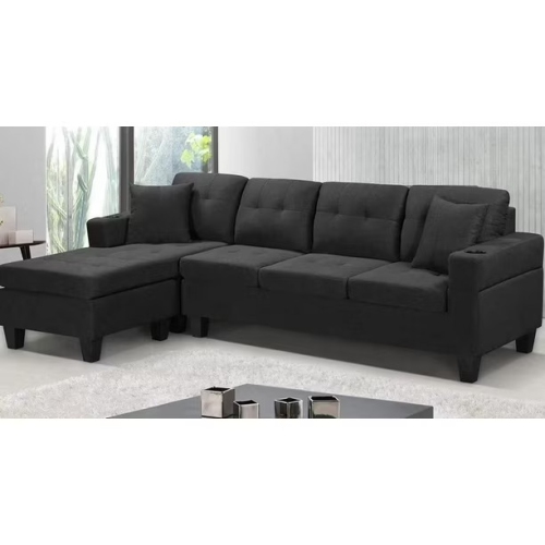 Queensons Reversible Downtown Sectional Sofa Black