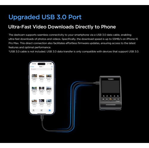 VIOFO A329 1CH Front 4K 60FPS GPS Wi-Fi 6 Dash Cam HDR with Sony STARVIS 2 Sensor Support SSD Storage