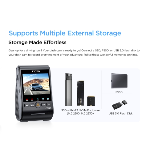 VIOFO A329 1CH Front 4K 60FPS GPS Wi-Fi 6 Dash Cam HDR with Sony STARVIS 2 Sensor Support SSD Storage