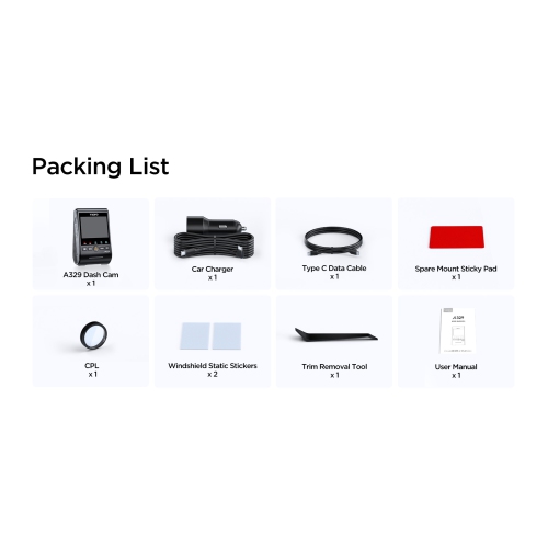 VIOFO A329 1CH Front 4K 60FPS GPS Wi-Fi 6 Dash Cam HDR with Sony STARVIS 2 Sensor Support SSD Storage