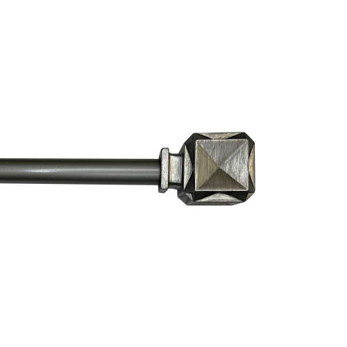 Versailles - Scencillo Boxy Curtain Rod Set, Adjustable Length from 72" to 144", Silver