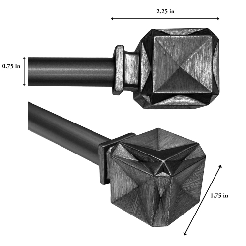 Versailles - Scencillo Boxy Curtain Rod Set, Adjustable Length from 72" to 144", Silver