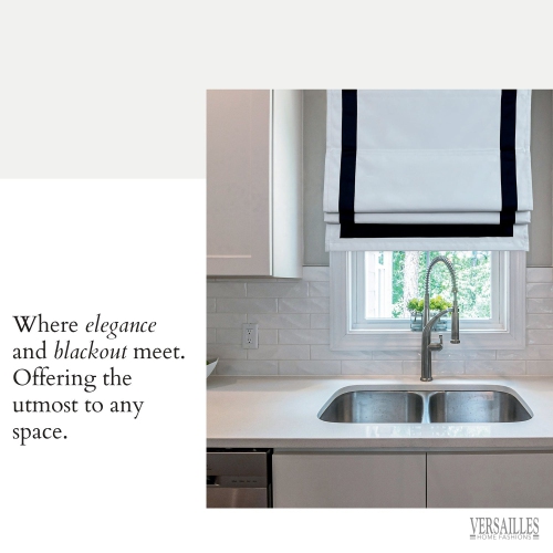 Versailles – Abat-jour romain sans cordon, collection Valentina, tissu assombrissant, 30 x 63 po, noir