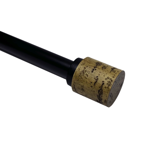 Versailles - Esencial Cork Curtain Rod Set, Adjustable Length From 36" to 72", Black