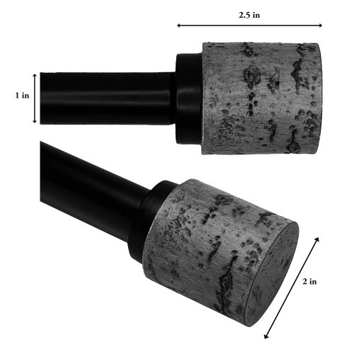 Versailles - Esencial Cork Curtain Rod Set, Adjustable Length From 36" to 72", Black