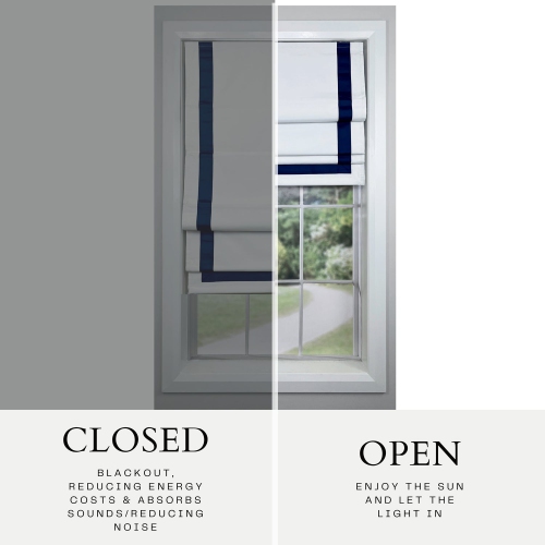 Versailles – Abat-jour romain sans cordon, collection Valentina, tissu assombrissant, 38 x 63 po, bleu