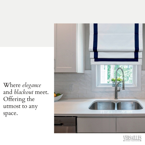 Versailles – Abat-jour romain sans cordon, collection Valentina, tissu assombrissant, 38 x 63 po, bleu