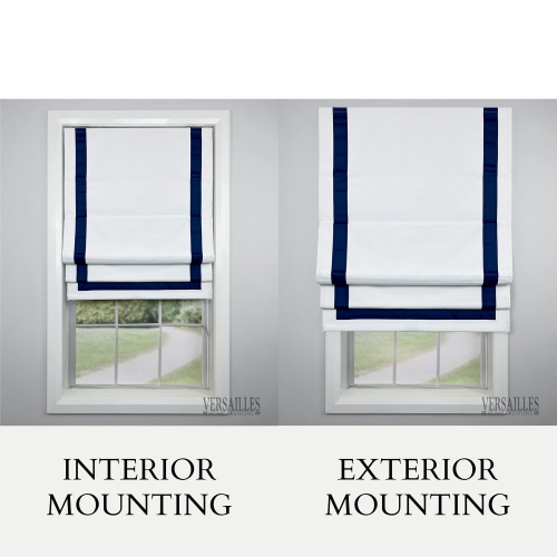 Versailles – Abat-jour romain sans cordon, collection Valentina, tissu assombrissant, 38 x 63 po, bleu