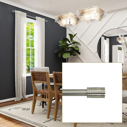 Versailles - Lexington Ringlets Curtain Rod Set, Adjustable Length from 86" to 144", Silver