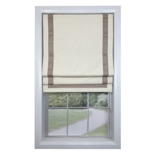 Versailles – Abat-jour romain sans cordon, collection Valentina, tissu assombrissant, 27 x 63&nbsp;po, taupe