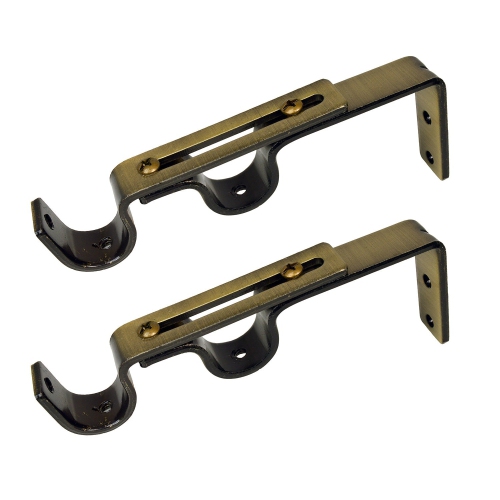 Versailles - Set of 2 Double Wall Brackets for Curtain Rod, Bronze