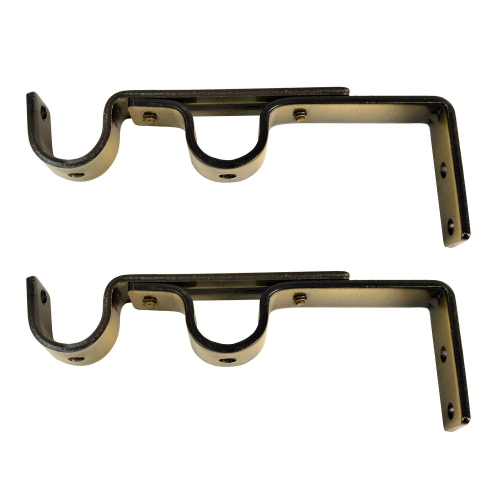 Versailles - Set of 2 Double Wall Brackets for Curtain Rod, Bronze