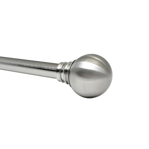 Versailles - Sculpted Globe Finial Curtain Rod Set, Adjustable Length from 30" to 78", Silver