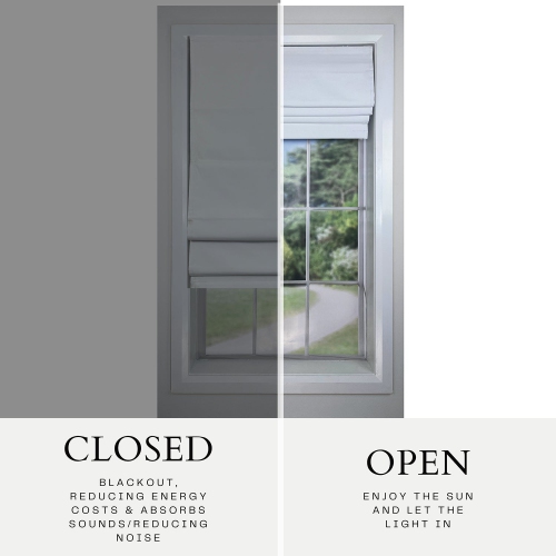 Versailles – Abat-jour romain sans cordon, collection Octavia, tissu assombrissant, 27 x 63 po, blanc