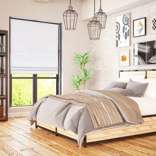 Versailles – Abat-jour romain sans cordon, collection Octavia, tissu assombrissant, 27 x 63 po, blanc