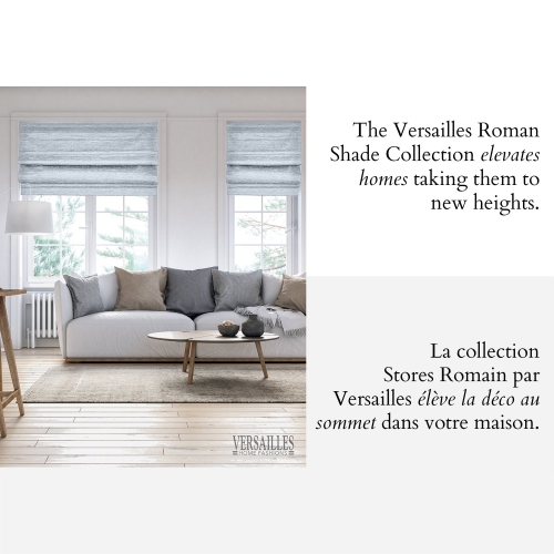 Versailles – Abat-jour romain sans cordon, collection César, tissu assombrissant, 30 x 63 po, gris pâle