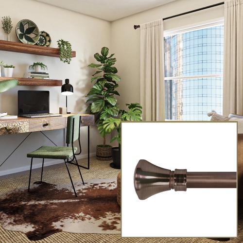Versailles - Lexington Flare Curtain Rod Set, Adjustable Length from 48" to 86", Bronze