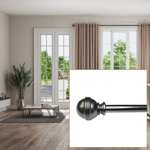 Versailles - Scencillo Circa Curtain Rod Set, Adjustable Length from 36" to 72", Silver