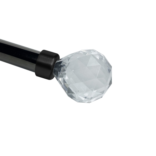 Versailles - Imperial Dew Drop Curtain Rod Set, Adjustable Length, From 32" to 86", Black