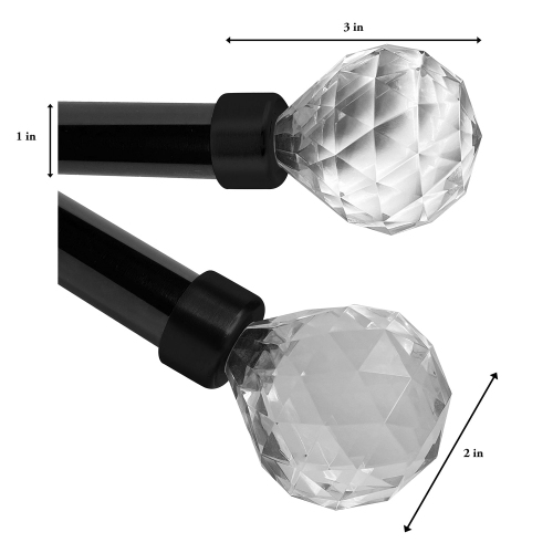 Versailles - Imperial Dew Drop Curtain Rod Set, Adjustable Length, From 32" to 86", Black