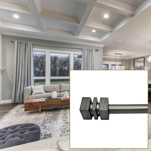 Versailles - Esencial Cleft Curtain Rod Set, Adjustable Length From 72" to 144", Antique Silver
