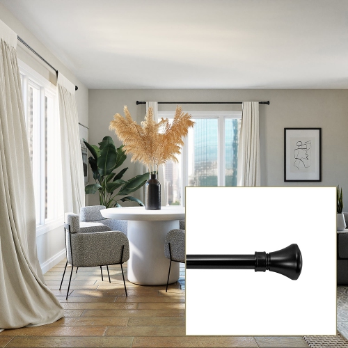 Versailles - Lexington Flare Curtain Rod Set, Adjustable Length from 28" to 48", Black