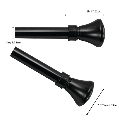 Versailles - Lexington Flare Curtain Rod Set, Adjustable Length from 28" to 48", Black