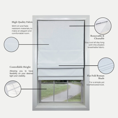 Versailles – Abat-jour romain sans cordon, collection Augustus, tissu assombrissant, 32 x 63 po, ivoire