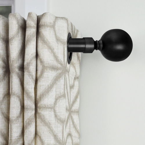 Versailles - Lexington Ball Curtain Rod Set, Adjustable Length from 28" to 48", Black