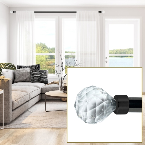 Versailles - Esencial Facet Curtain Rod Set, Adjustable Length From 36" to 72", Black