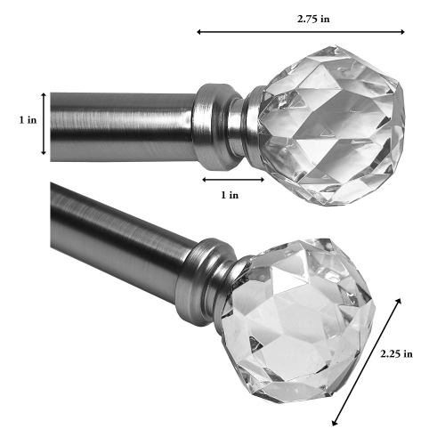 Versailles - Esencial Facet Curtain Rod Set, Adjustable Length From 36" to 72", Black