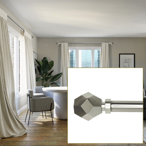 Versailles - Esencial Convex Curtain Rod Set, Adjustable Length From 36" to 72", Silver